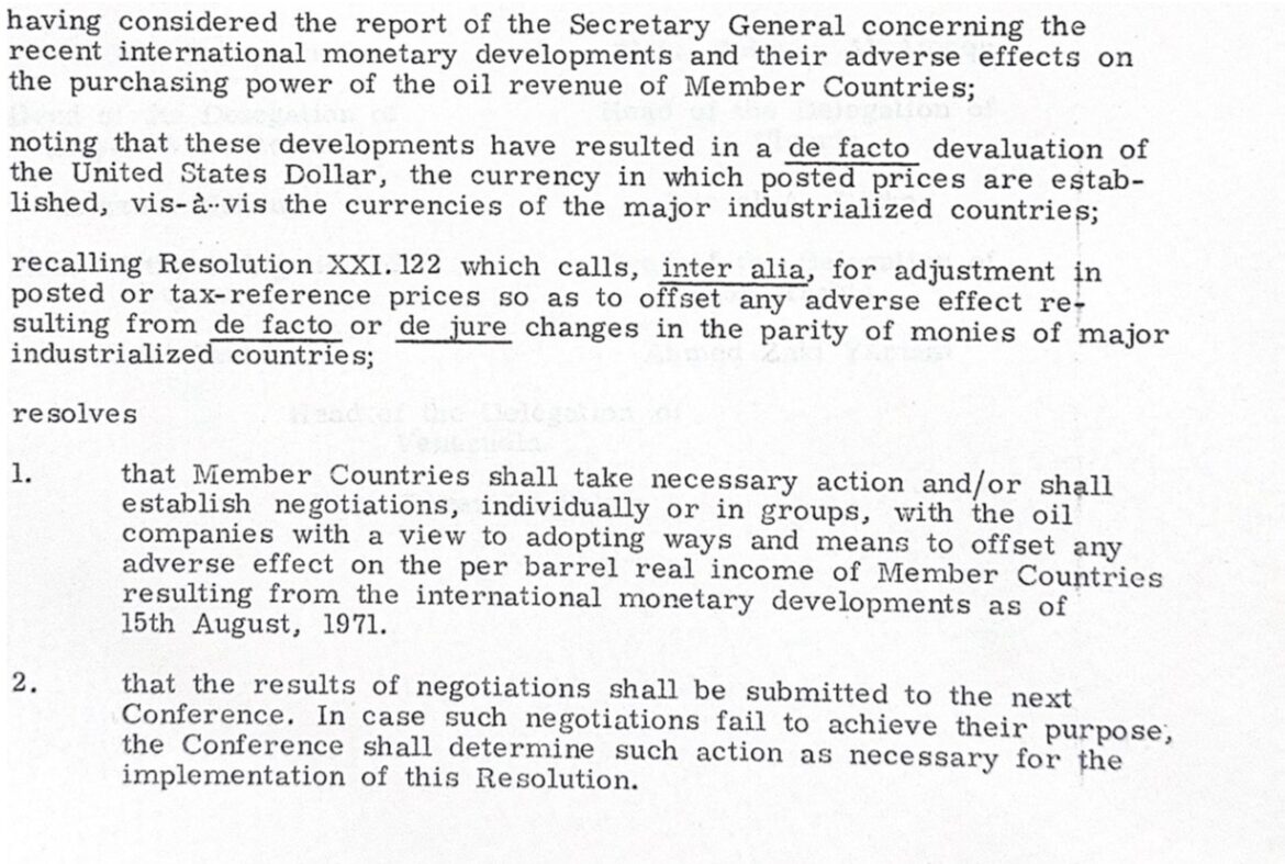 meeting of OPEC on October 7, 1971, in Vienna